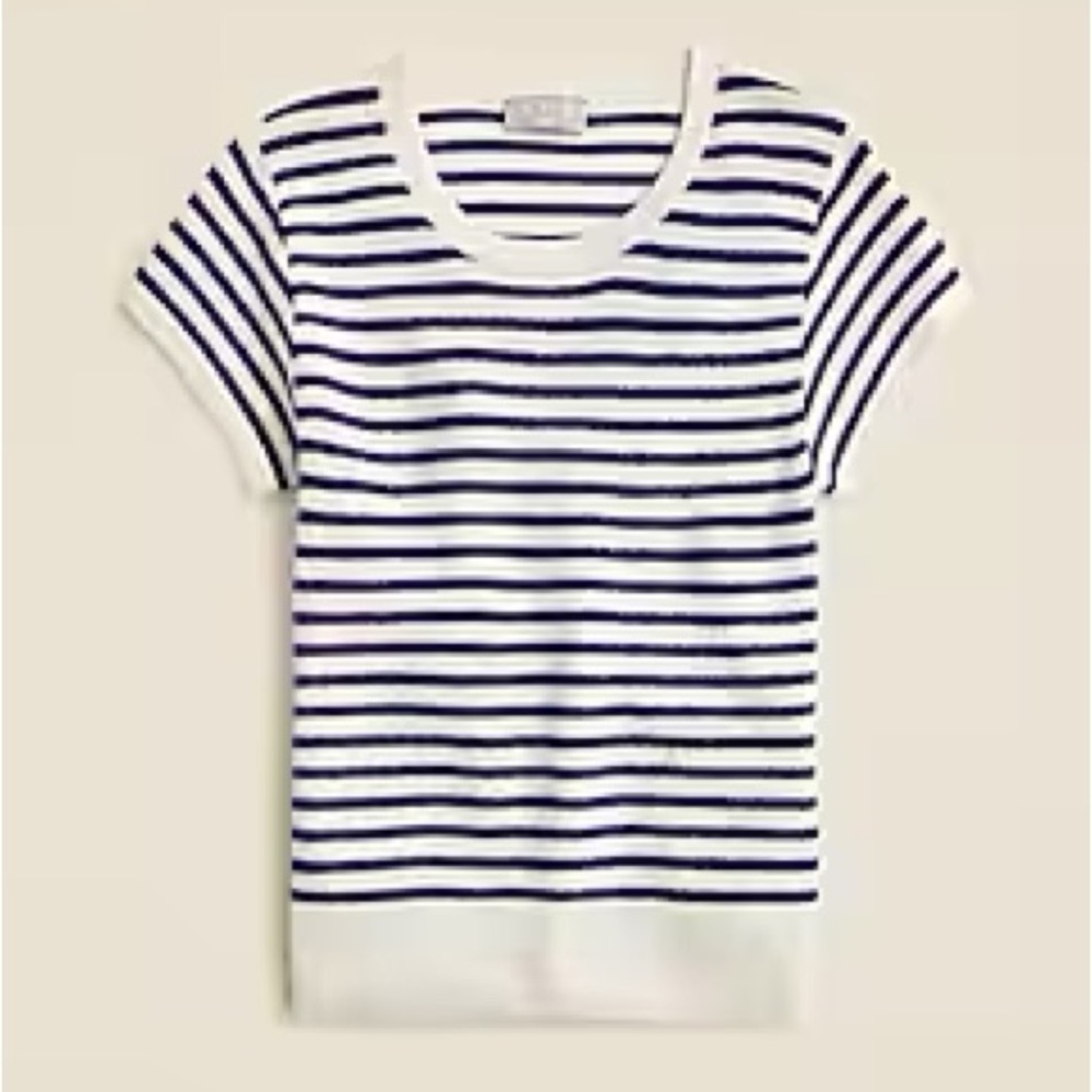 J. Crew Navy and Cream Striped Cashmere Sweater